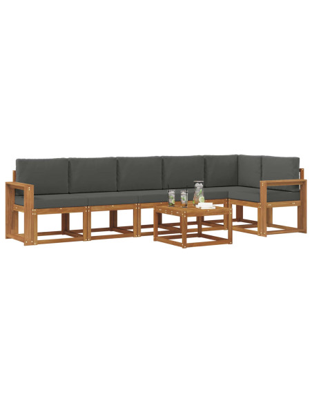 Set di divani da esterno con cuscino 7 pcs Naturale e Antracite