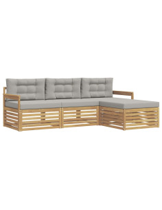 Set di divani da esterno 4 pcs Bianco e Grigio Chiaro 2