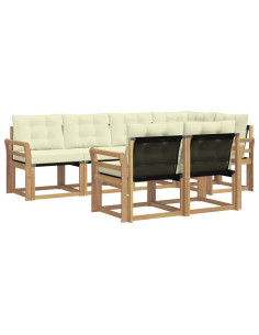 Set di divani da esterno con cuscino 7 pcs Bianco e Crema 2