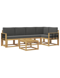 Set di divani da esterno con cuscino 6 pcs Bianco e Antracite 2