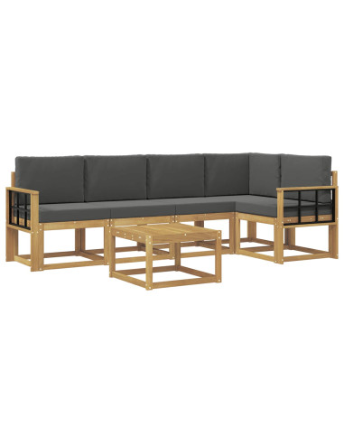 Set di divani da esterno con cuscino 6 pcs Bianco e Antracite