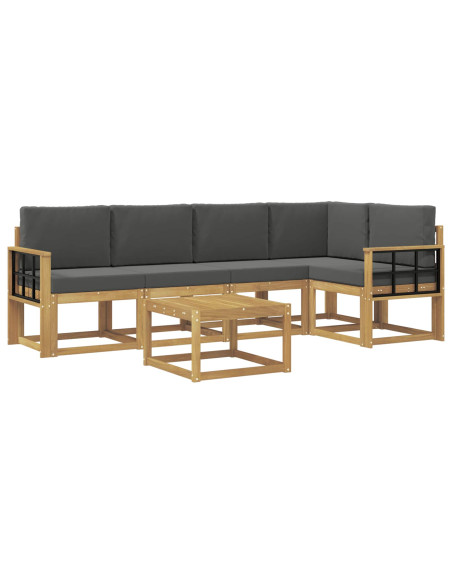 Set di divani da esterno con cuscino 6 pcs Bianco e Antracite