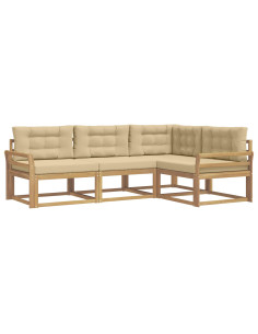 Set di divani da esterno 3 pcs Bianco e Beige Poliestere 2