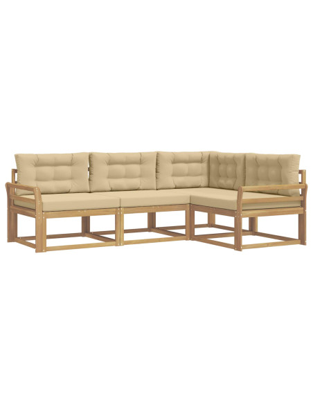 Set di divani da esterno 3 pcs Bianco e Beige Poliestere