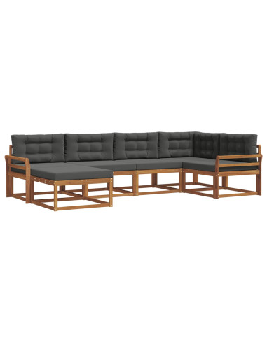 Set di divani da esterno con cuscino 6 pcs Naturale e Antracite