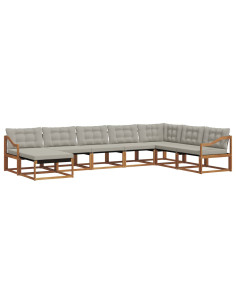 Set di divani da esterno 8 pcs Grigio Naturale e Chiaro 2