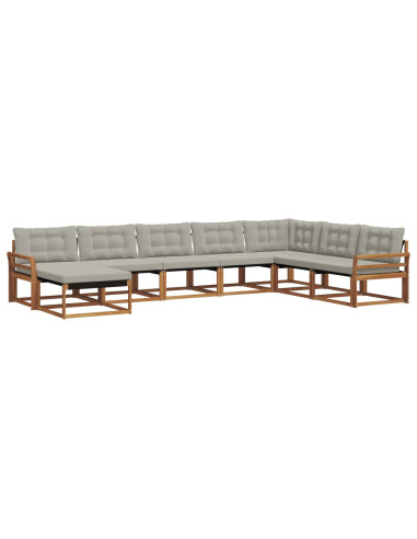 Set di divani da esterno 8 pcs Grigio Naturale e Chiaro