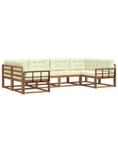 Set di divani da esterno con cuscino 6 pcs Naturale e Crema