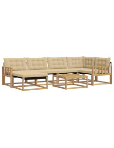 Set di divani da esterno 7 pcs Bianco e Beige 79 x 79 x 37 cm 2