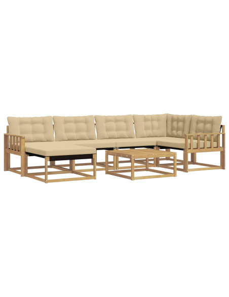Set di divani da esterno 7 pcs Bianco e Beige 79 x 79 x 37 cm