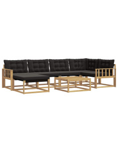 Set di divani da esterno 7 pcs Bianco e Nero 79 x 79 x 37 cm 2