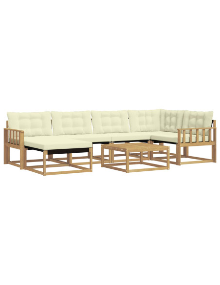 Set di divani da esterno 7 pcs Bianco e Crema 79 x 79 x 37 cm
