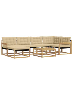 Set di divani da esterno 7 pcs Bianco e Beige 79 x 79 x 37 cm 2
