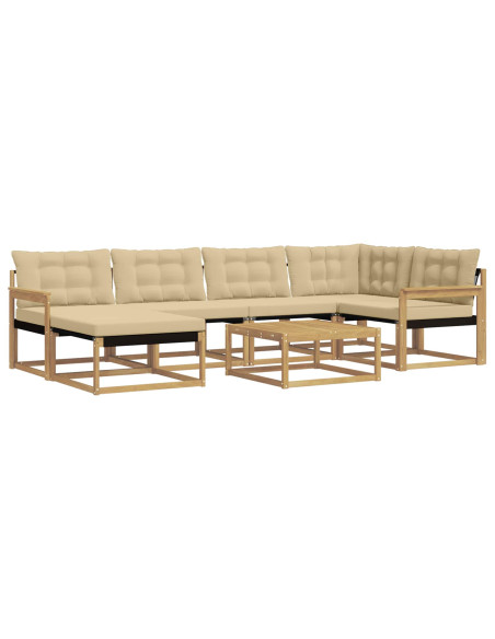 Set di divani da esterno 7 pcs Bianco e Beige 79 x 79 x 37 cm