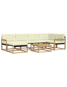 Set di divani da esterno 7 pcs Bianco e Crema 79 x 79 x 37 cm 2