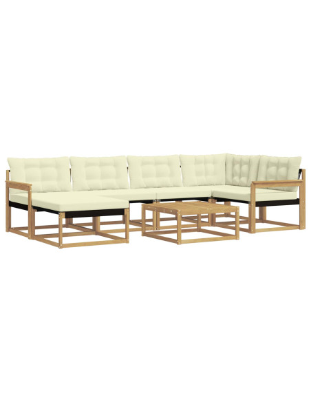 Set di divani da esterno 7 pcs Bianco e Crema 79 x 79 x 37 cm