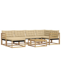 Set di divani da esterno 7 pcs Bianco e Beige 79 x 79 x 37 cm 2