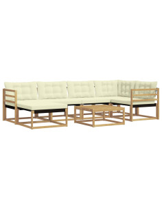 Set di divani da esterno 7 pcs Bianco e Crema 79 x 79 x 37 cm 2
