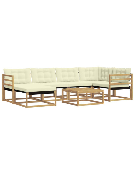 Set di divani da esterno 7 pcs Bianco e Crema 79 x 79 x 37 cm