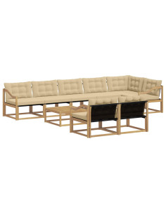 Set di divani da esterno 9 pcs Bianco e Beige 79 x 79 x 37 cm 2