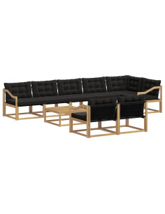 Set di divani da esterno 9 pcs Bianco e Nero 79 x 79 x 37 cm 2
