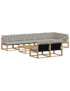 Set di divani da esterno 9 pcs Bianco e Grigio Chiaro 2