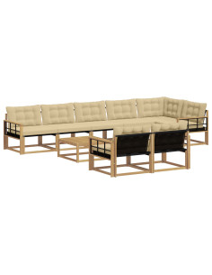 Set di divani da esterno 9 pcs Bianco e Beige 79 x 79 x 37 cm 2