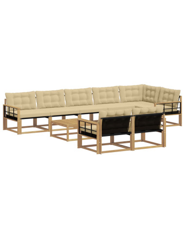 Set di divani da esterno 9 pcs Bianco e Beige 79 x 79 x 37 cm