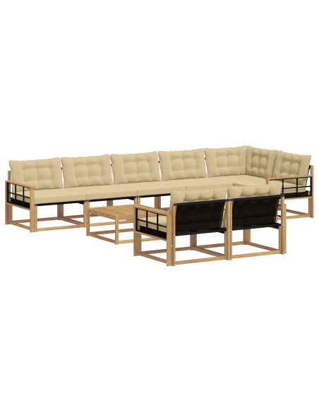 Set di divani da esterno 9 pcs Bianco e Beige 79 x 79 x 37 cm