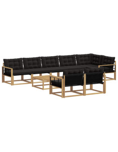 Set di divani da esterno 9 pcs Bianco e Nero 79 x 79 x 37 cm 2
