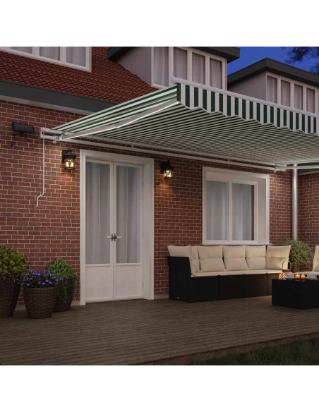 Tenda Retrattile Verde e Bianco 500 × 300 cm Tessuto e acciaio