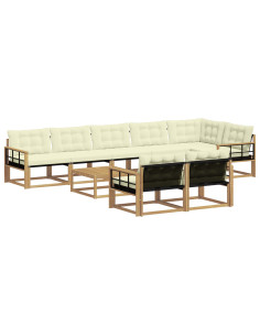 Set di divani da esterno 9 pcs Bianco e Crema 79 x 79 x 37 cm 2