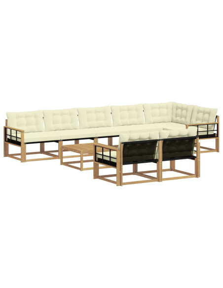 Set di divani da esterno 9 pcs Bianco e Crema 79 x 79 x 37 cm