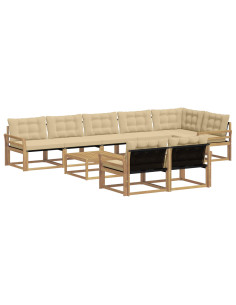 Set di divani da esterno 9 pcs Bianco e Beige 79 x 79 x 37 cm 2