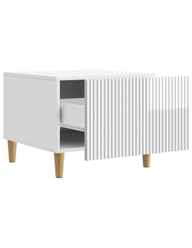Tavolino da salotto con cassetto Bianco Lucido 49 x 50 x 40 cm