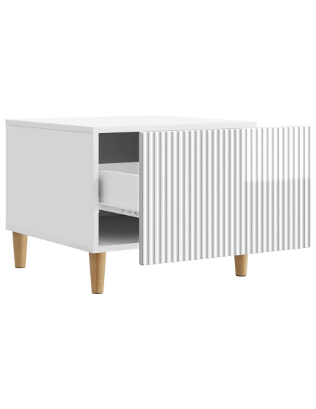 Tavolino da salotto con cassetto Bianco Lucido 49 x 50 x 40 cm