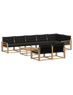 Set di divani da esterno 9 pcs Bianco e Nero 79 x 79 x 37 cm 2