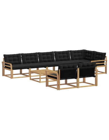 Set di divani da esterno 9 pcs Bianco e Nero 79 x 79 x 37 cm