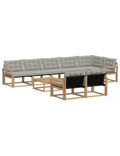 Set di divani da esterno 9 pcs Bianco e Grigio Chiaro 2
