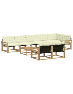Set di divani da esterno 9 pcs Bianco e Crema 79 x 79 x 37 cm 2