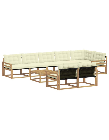 Set di divani da esterno 9 pcs Bianco e Crema 79 x 79 x 37 cm