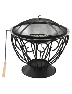 Braciere e Barbecue 2in1 e Attizzatoio 59x59x60 cm Acciaio Inox 2