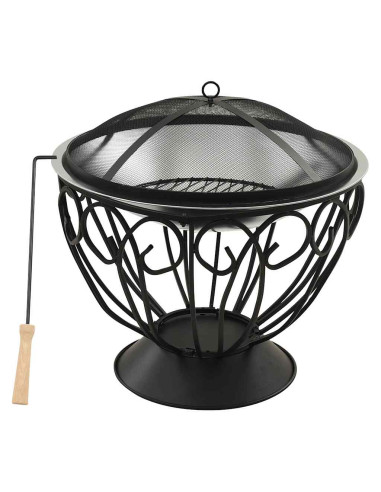 Braciere e Barbecue 2in1 e Attizzatoio 59x59x60 cm Acciaio Inox