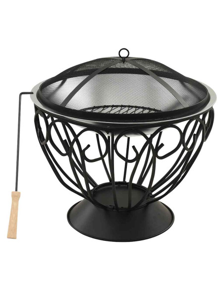 Braciere e Barbecue 2in1 e Attizzatoio 59x59x60 cm Acciaio Inox