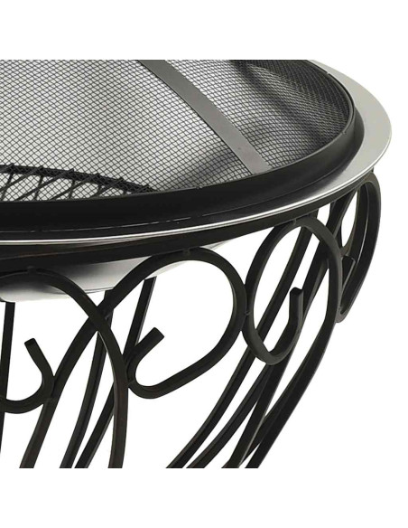 Braciere e Barbecue 2in1 e Attizzatoio 59x59x60 cm Acciaio Inox