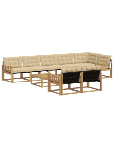 Set di divani da esterno 9 pcs Bianco e Beige 79 x 79 x 37 cm 2