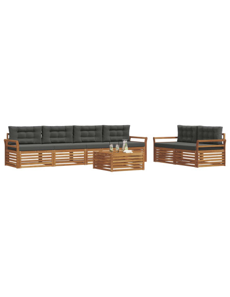 Set di divani da esterno con cuscino 7 pcs Naturale e Antracite
