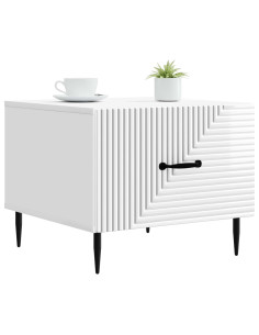 Tavolino da salotto con cassetto Bianco Lucido 49 x 50 x 40 cm 2