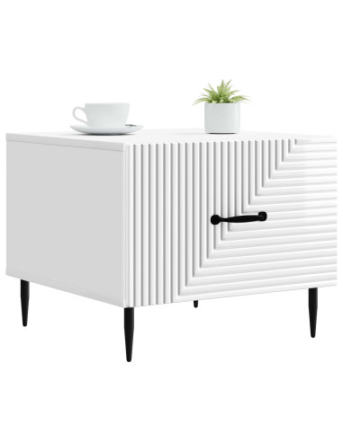 Tavolino da salotto con cassetto Bianco Lucido 49 x 50 x 40 cm