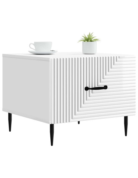 Tavolino da salotto con cassetto Bianco Lucido 49 x 50 x 40 cm